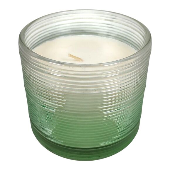 Modern Coastal Scented Candle 12 oz Green Ombre Gradient Glass Ribbed Jar NWT - Picture 1 of 6